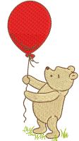 Winnie Pooh with balloon free embroidery design