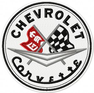 Chevrolet Corvette Racing Flag logo embroidery design
