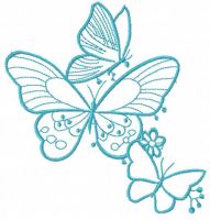 Kostenloses Stickdesign mit blauen Schmetterlingen