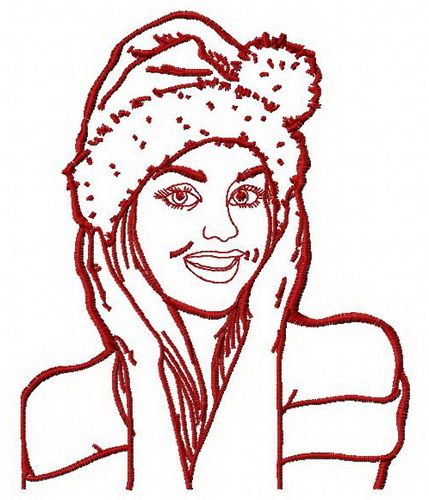 Girl in Santa hat 2 machine embroidery design