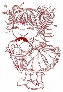 Girl with ice cream 3 embroidery design