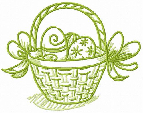 Basket for Easter bunny machine embroidery design