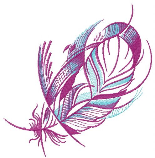 Purple pigeon feather machine embroidery design
