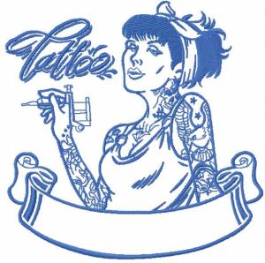 Modern tattoo girl 2 embroidery design