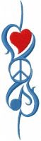 Music peace and love free embroidery design