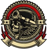 Biker skull embroidery design