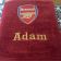 Arsenal Football Club logo design on red towel embroidered
