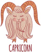 Capricorn zodiac sign embroidery design