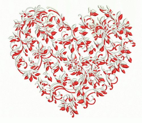 Floral heart 2 machine embroidery design