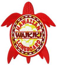 Waikiki turtle badge embroidery design