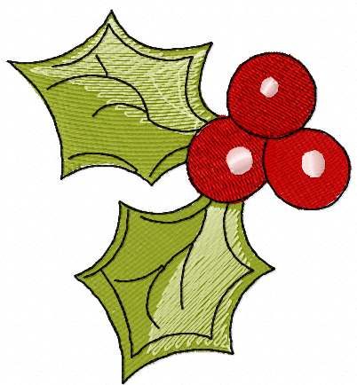 Christmas berries free embroidery design