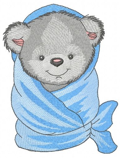 Teddy bear with bath towel 2 machine embroidery design
