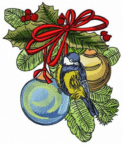 Small tit before Xmas machine embroidery design