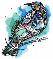 Raven on tree branch embroidery design