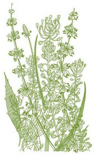 Sketch of field flowers machine embroidery design