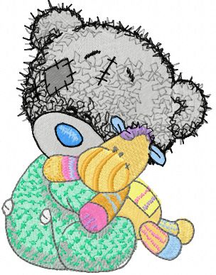 Tiny tatty teddy with favorite toy machine embroidery design