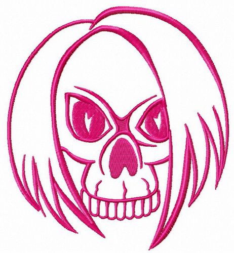 Skull with hair machine embroidery design
