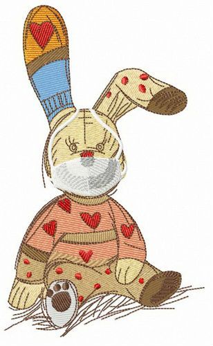Bunny toy with face mask machine embroidery design