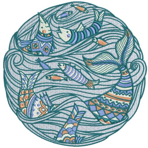 fish time embroidery design