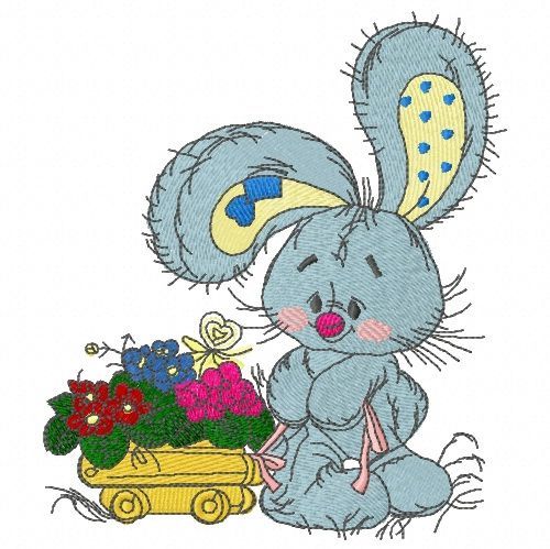 Bunny the florist machine embroidery design