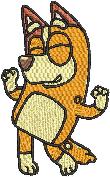 Dancing Bluey Bingo embroidery design
