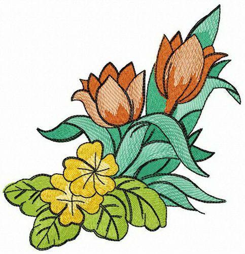 Tulips and daisies machine embroidery design