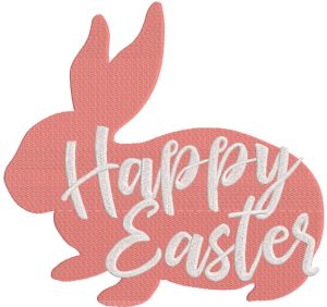 Happy Easter pink bunny embroidery design