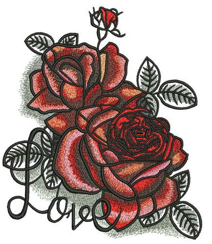 i love roses machine embroidery design