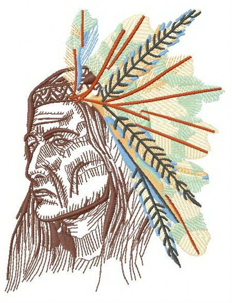Indian chief 2 machine embroidery design