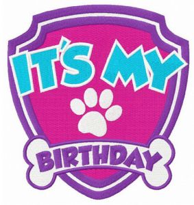 It's my birthday shield embroidery design