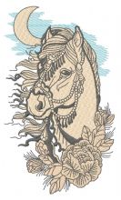 Horse in moonlight embroidery design
