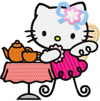 Hello Kitty Tea Party machine embroidery design