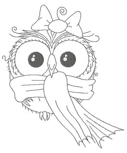 Owl in warm scarf 2 machine embroidery design