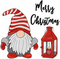 Dwarf with Christmas candle embroidery design
