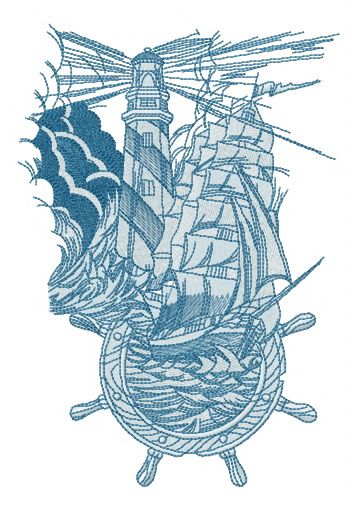 Marine collage machine embroidery design