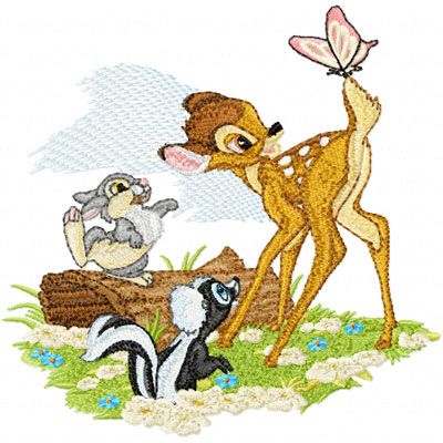 Bambi and company machine embroidery design
