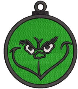 Grinch green christmas ball embroidery design