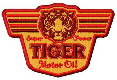 Tiger motor oil logo machine embroidery design