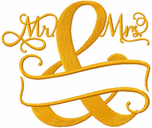 Mr and mrs split monogram embroidery design