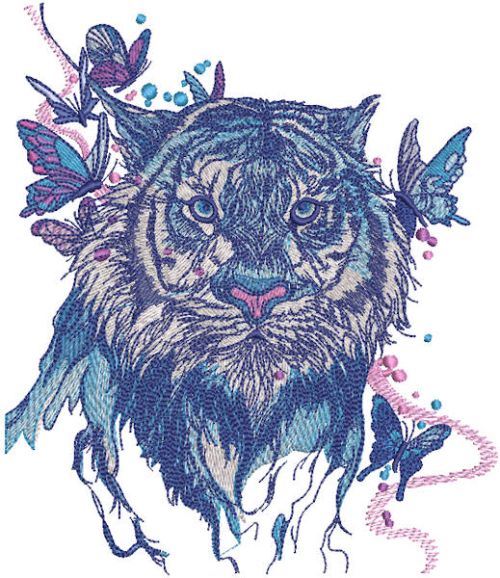 Wet tiger machine embroidery design