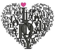 Alphabetic heart embroidery design