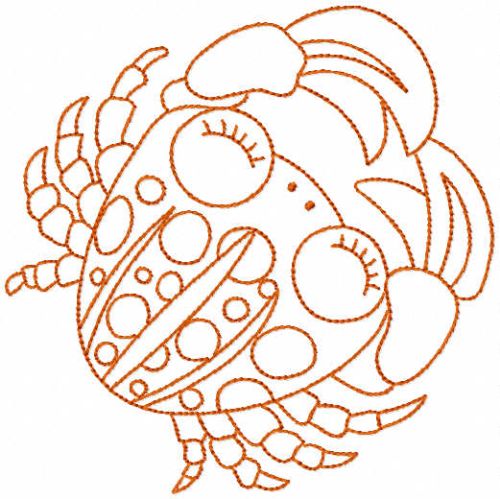 Sleeping crab free embroidery design