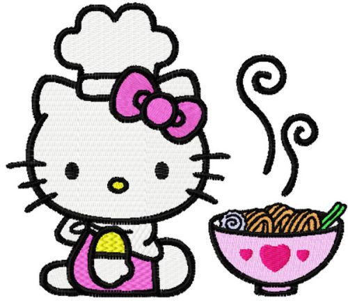 Hello Kitty Loves Chinese Food machine embroidery design