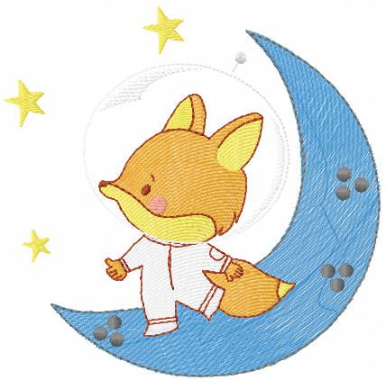 Little fox austronaut free embroidery design