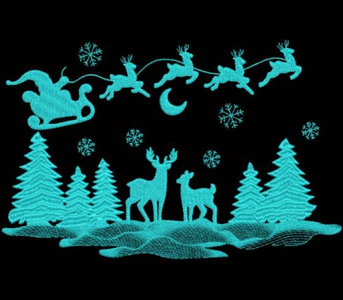Christmas Reindeer Sleigh Embroidery Design