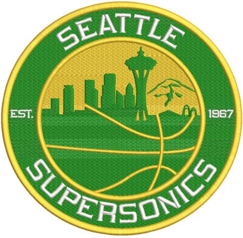 Seattle Supersonics round logo embroidery design
