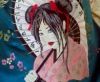 Embroidered bag with Geisha design