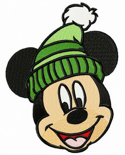 Mickey's knitted hat machine embroidery design