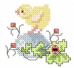 Chicken Easter egg cross stitch free embroidery design