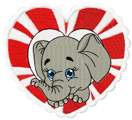 Elephant in heart free embroidery design